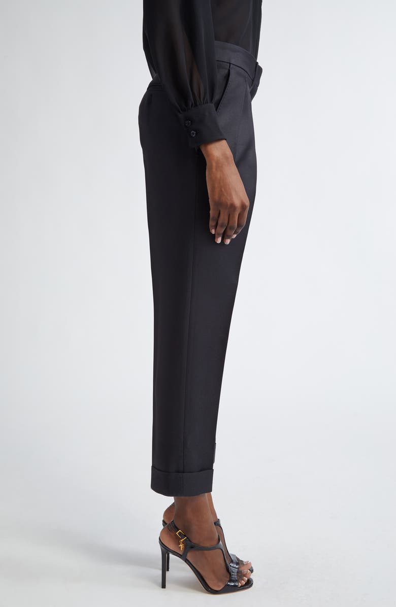 TOM FORD Pleat Front Wool & Silk Twill Pants, Alternate, color, Lb999 Black
