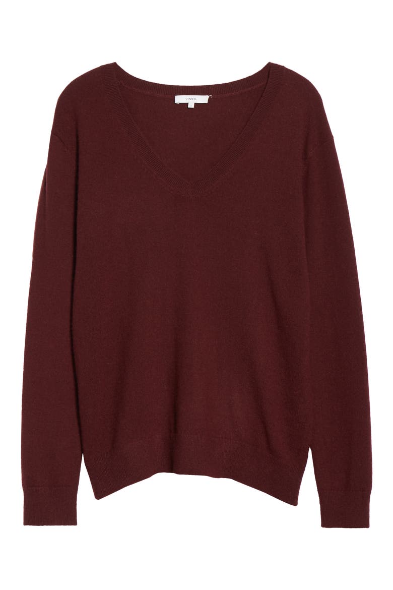 Weekend V-Neck Cashmere Sweater, Alternate, color, BLACK PLUM