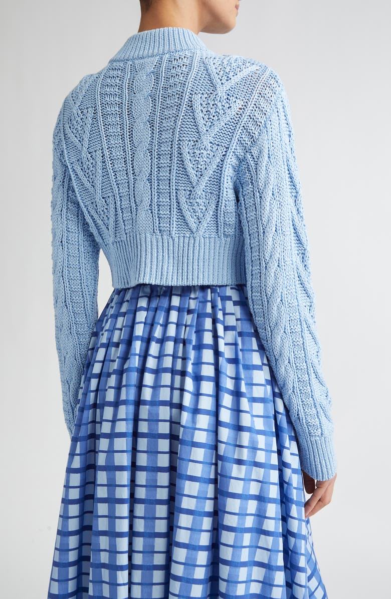 Emilia Wickstead Aleph Mixed Cable Cotton Cardigan, Alternate, color, Baby Blue