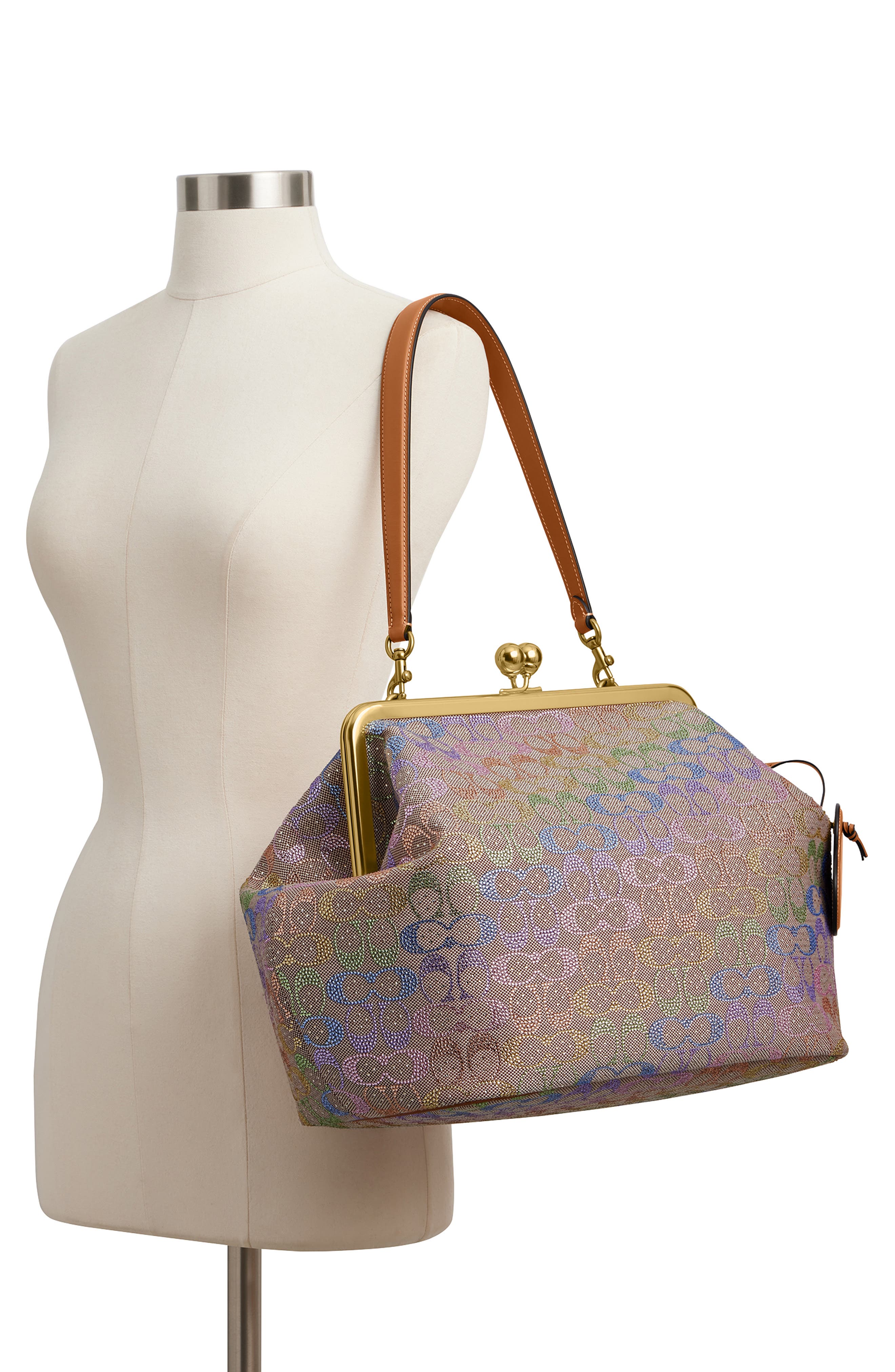 COACH Crystal Signature Jacquard Frame Bag, Alternate, color, 