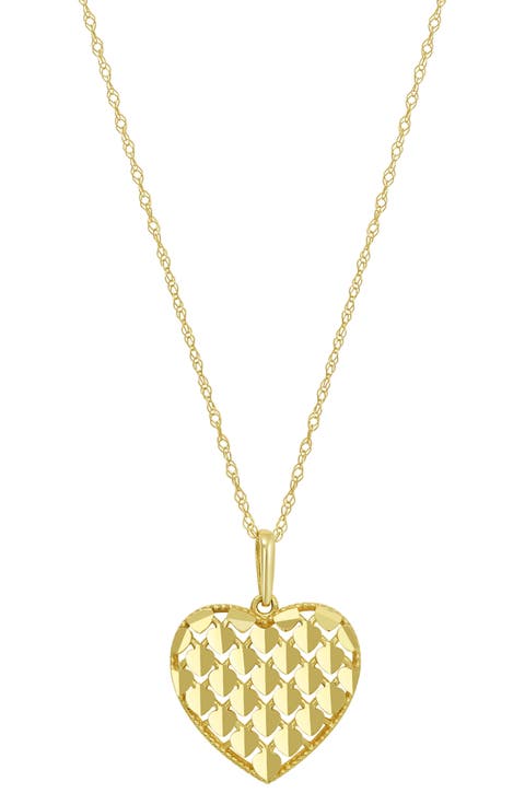 10K Gold Diamond Cut Heart Pendant Necklace