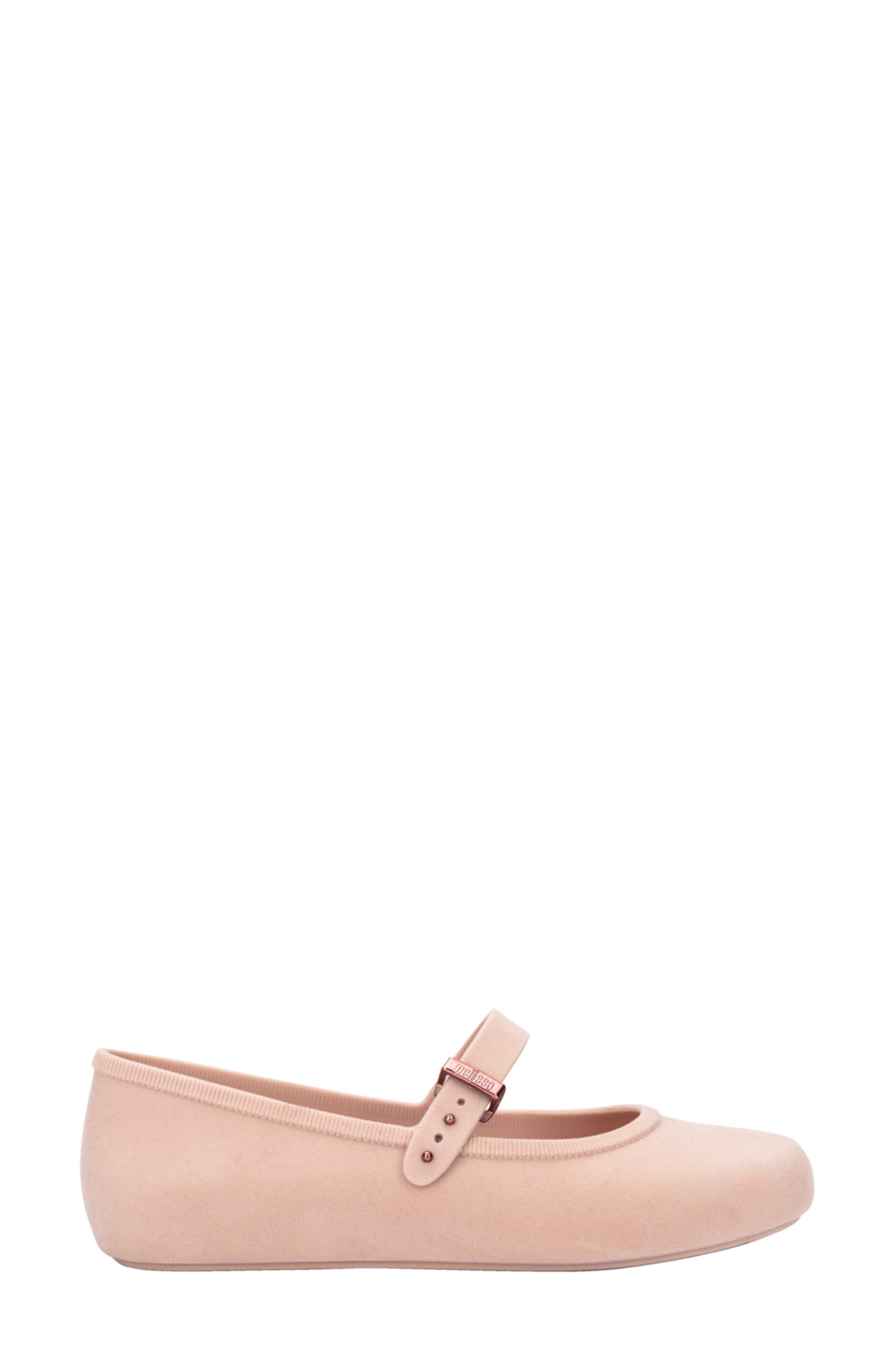 Melissa Soft Velvet Ballerina Flat, Alternate, color, Pink