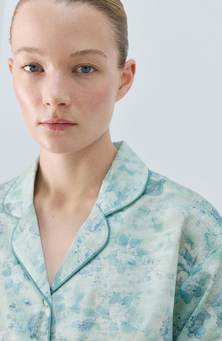 MANGO Relaxed Fit Cotton Pajama Top, Alternate, color, Mint Green