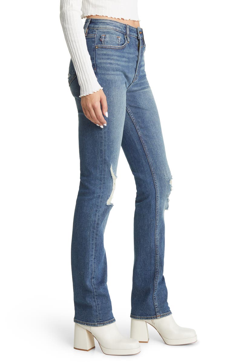 Vigoss Ace Ripped Deconstructed High Waist Straight Leg Jeans, Alternate, color, Medium Was
