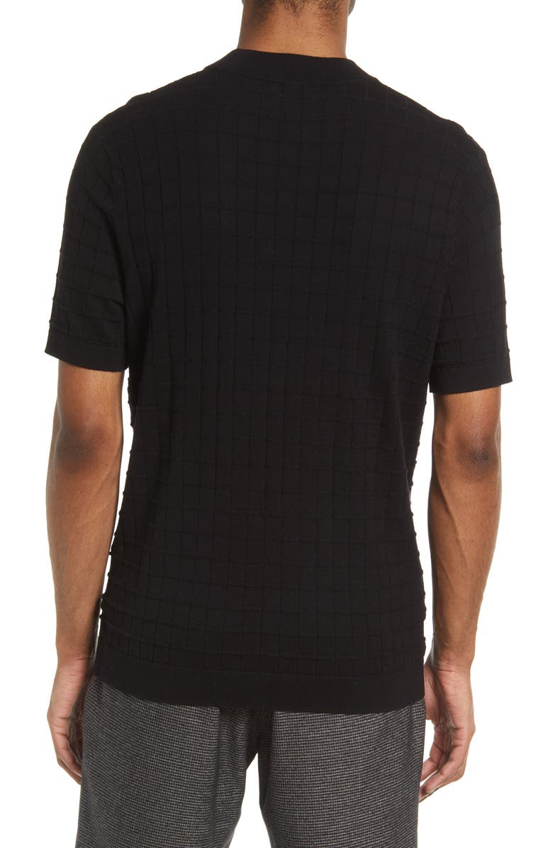 Open Edit Grid Pattern Short Sleeve Sweater, Alternate, color,