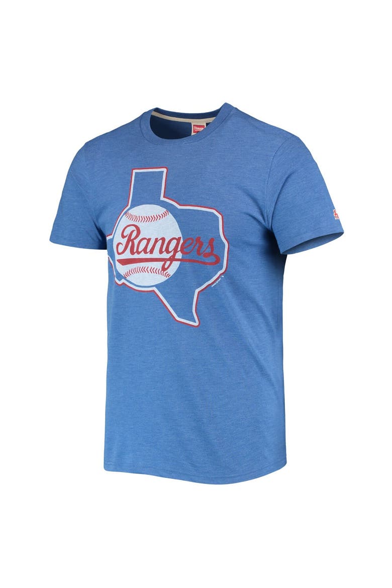 Men's Homage Royal Texas Rangers Hand-Drawn Logo Tri-Blend T-Shirt, Alternate, color, Royal