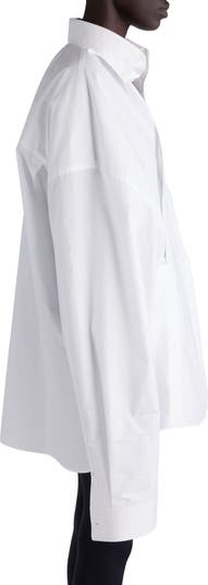 Tシャツ・カットソー BALENCIAGA FW25 White poplin shirt (830980TRM28 9000) Balenciaga Asymmetric Oversize Cotton Poplin Wrap Shirt
