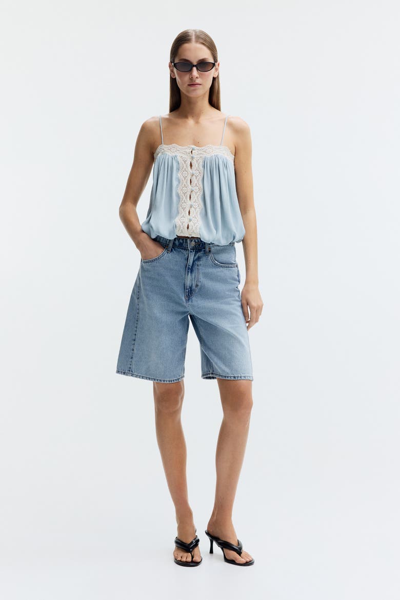 Denim Bermuda Shorts, Main, color, Light denim blue
