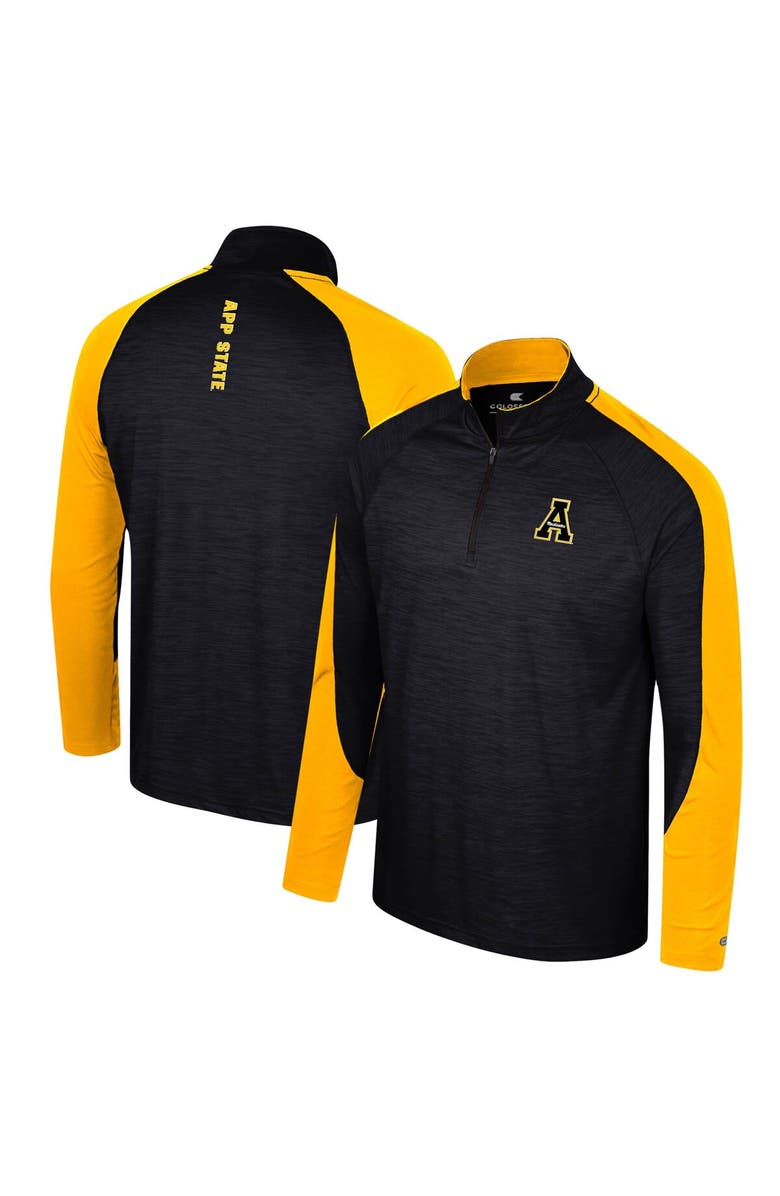 COLOSSEUM Men's Colosseum Black Appalachian State Mountaineers Langmore Raglan Quarter-Zip Top, Alternate, color,