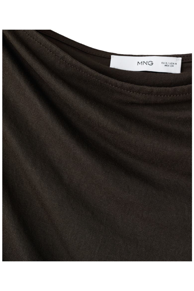 Pleated One-Shoulder Midi Dress, Alternate, color, BROWN