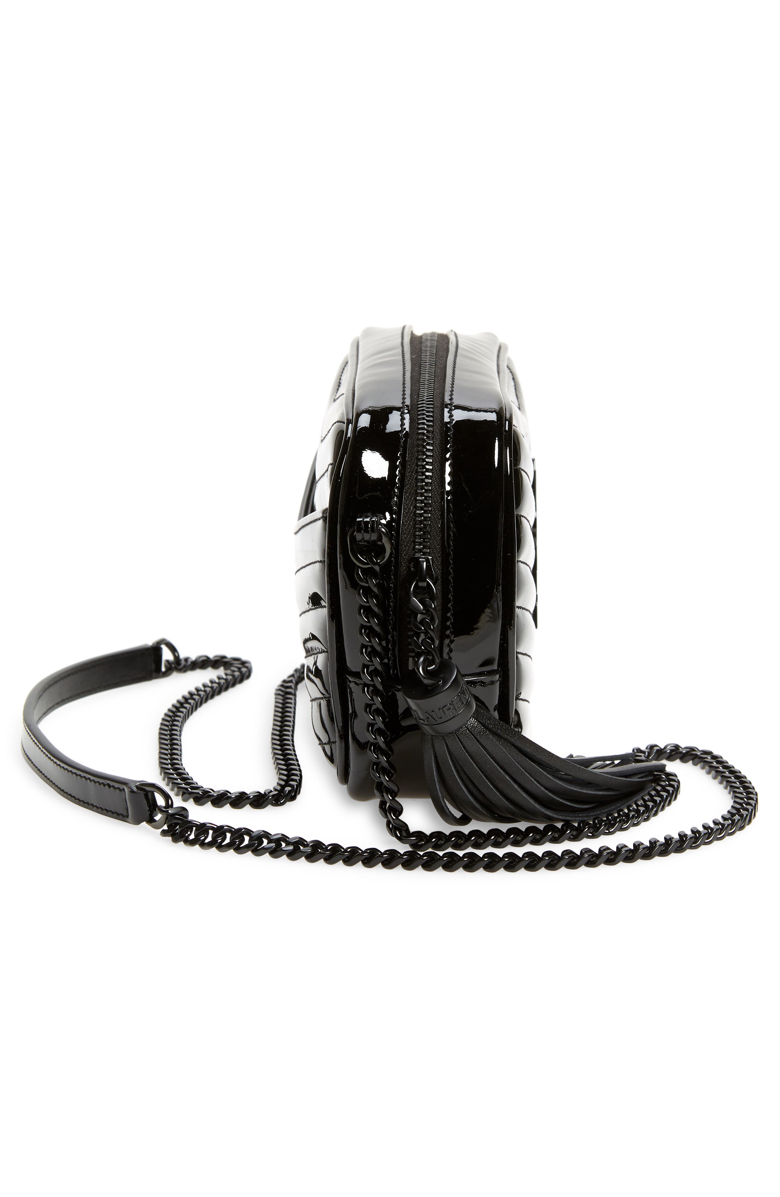 Mini Matelassé Patent Leather Camera Crossbody Bag, Alternate, color, NERO/ NERO