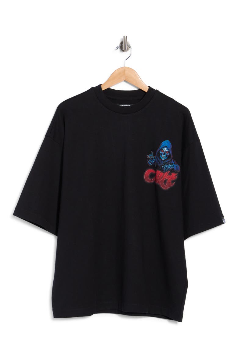 Graphic Oversized Cotton T-Shirt, Main, color, BLACK
