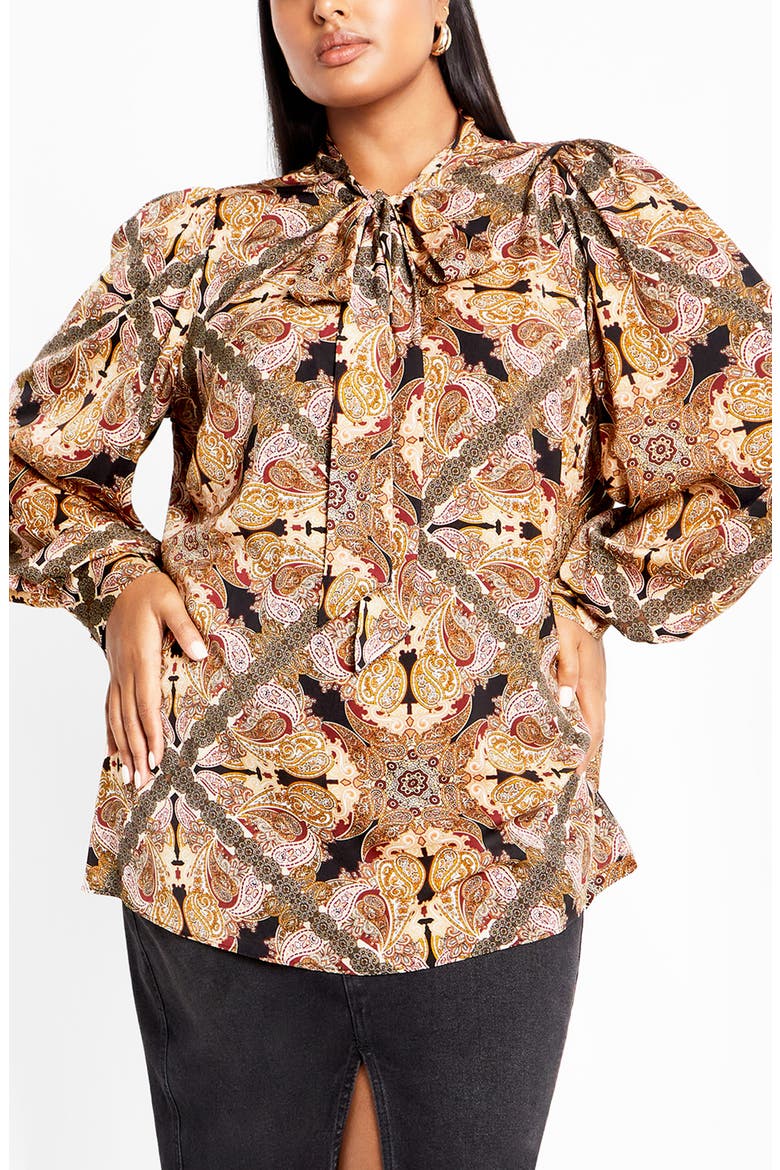 Mylah Print Tie Neck Shirt, Main, color, PAISLEY