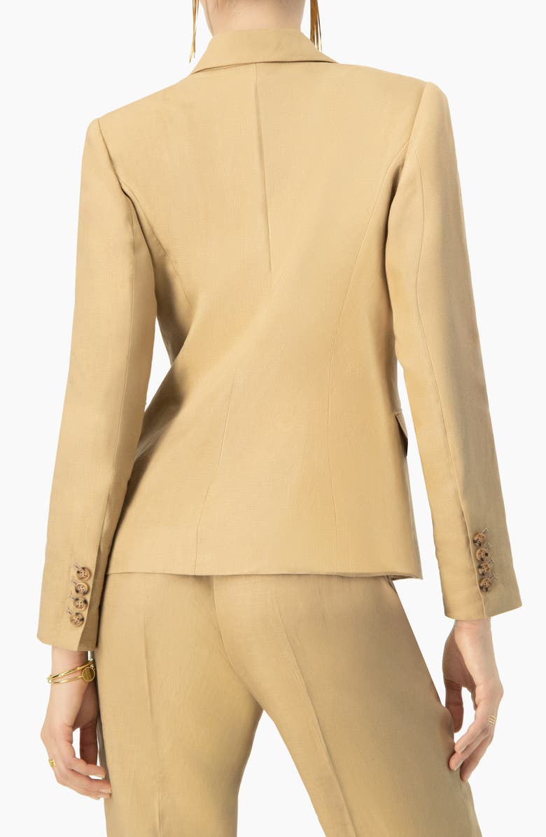 IVONNE Single-Button Tailored Linen Blazer, Alternate, color, Beige