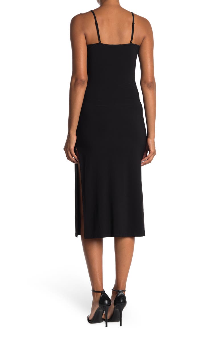 bebe Scoop Neck Midi Dress, Alternate, color, Black