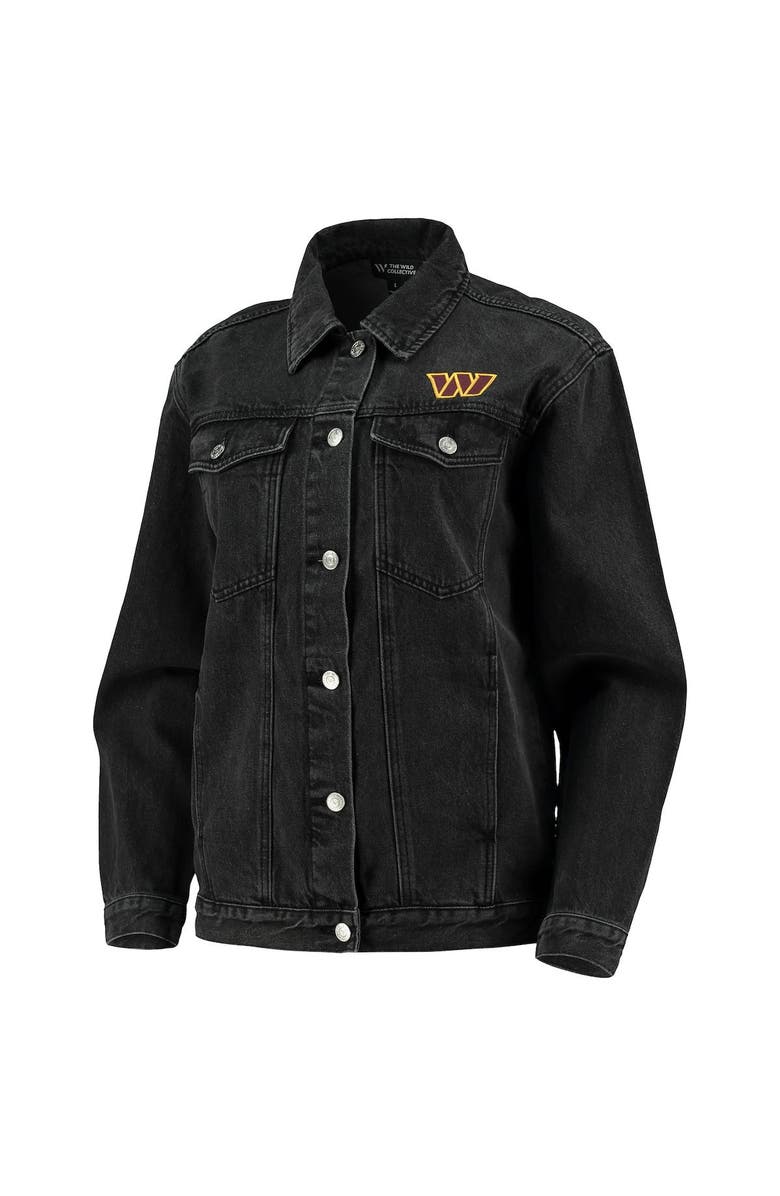 THE WILD COLLECTIVE Women's The Wild Collective Black Washington Commanders Button-Up Denim Jacket, Alternate, color, 
