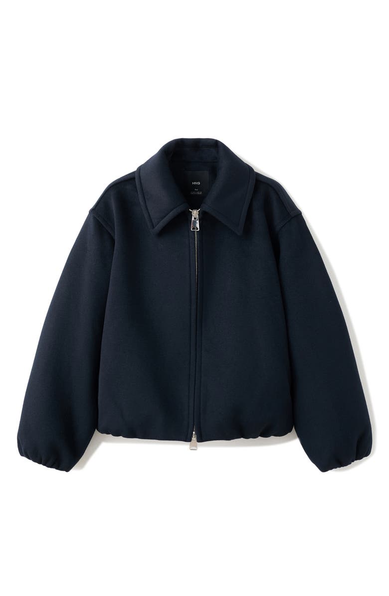 MANGO Wool Blend Jacket, Alternate, color, Navy