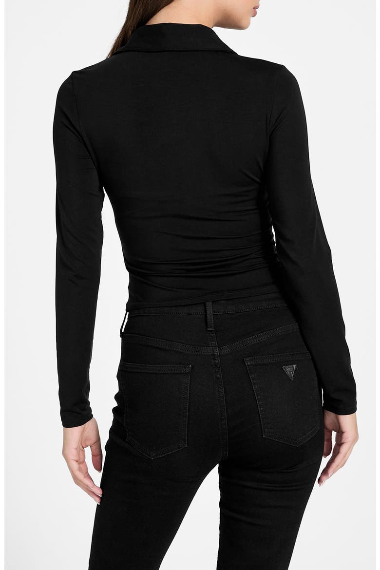 Kikki Shirred Button-Up Shirt, Alternate, color, BLACK
