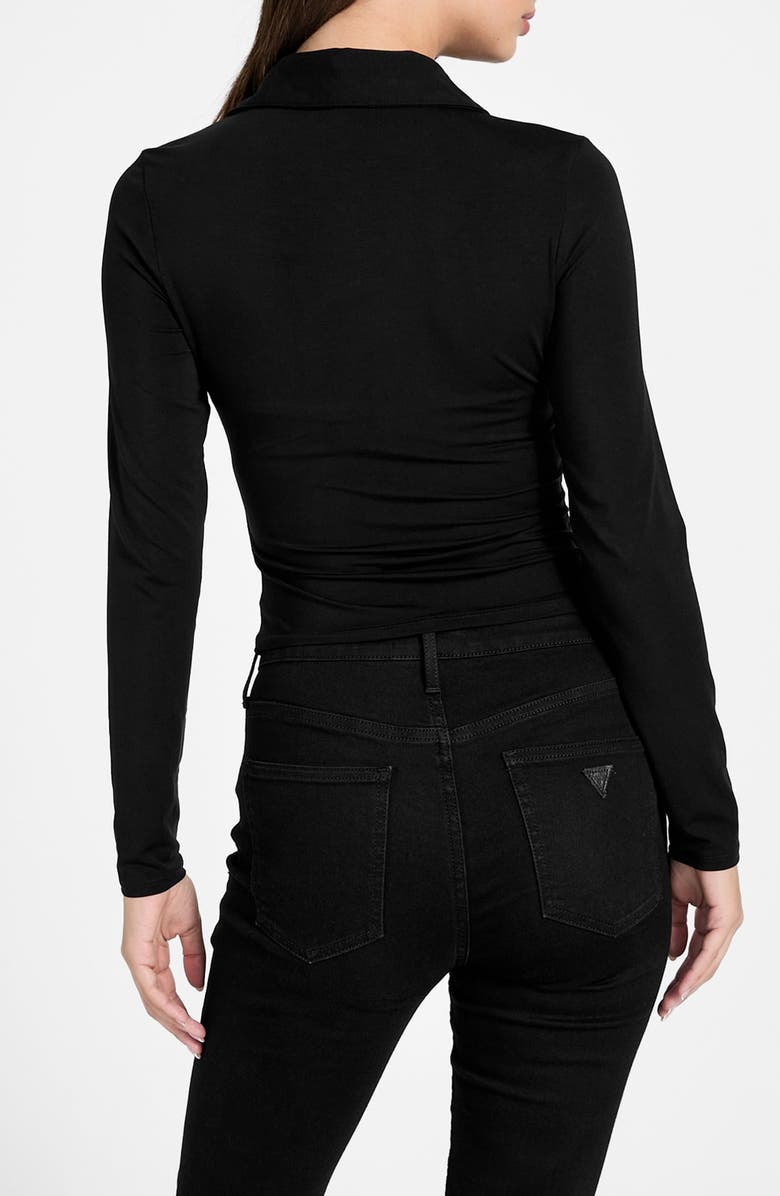 GUESS Kikki Shirred Button-Up Shirt, Alternate, color, Black