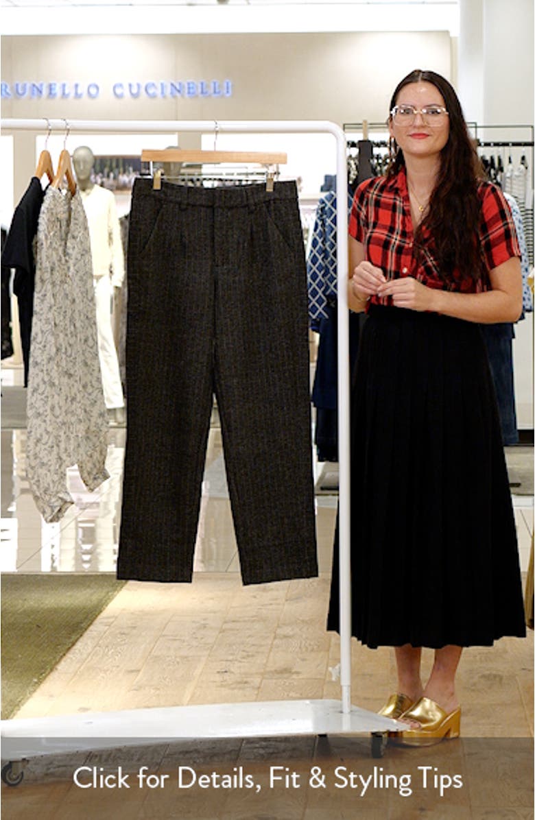 Skyrise Pleated Herringbone Twill Straight Leg Ankle Trousers, sales video thumbnail