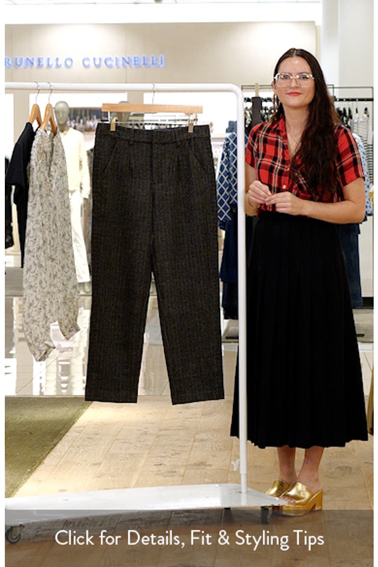 Skyrise Pleated Herringbone Twill Straight Leg Ankle Trousers video