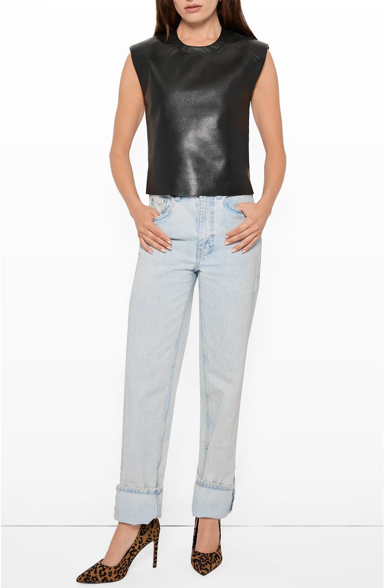 AS by DF Blaze Recycled Leather Tee, Alternate, color, Black