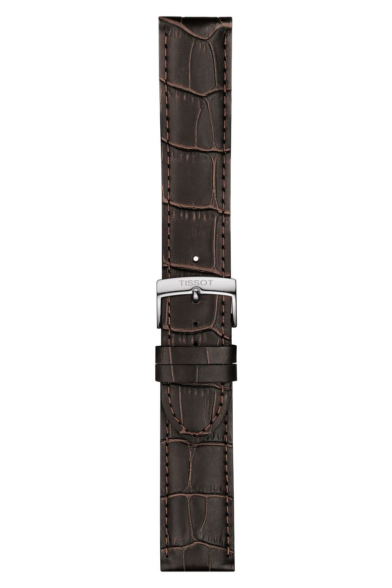 Everytime Swissmatic Leather Strap Watch, 40mm, Alternate, color, BROWN/ SILVER