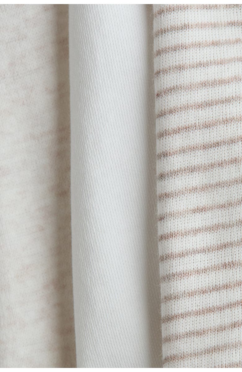 H&M 3-pack Foldover-waist Trousers, Alternate, color, Beige Melange/Natural White