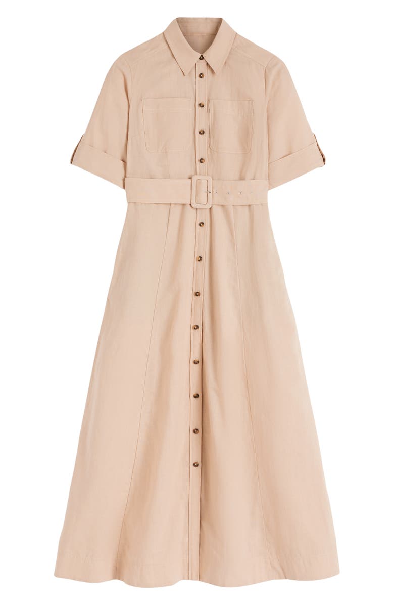 Boden Ora Linen Blend Shirt Dress, Alternate, color, Coffee