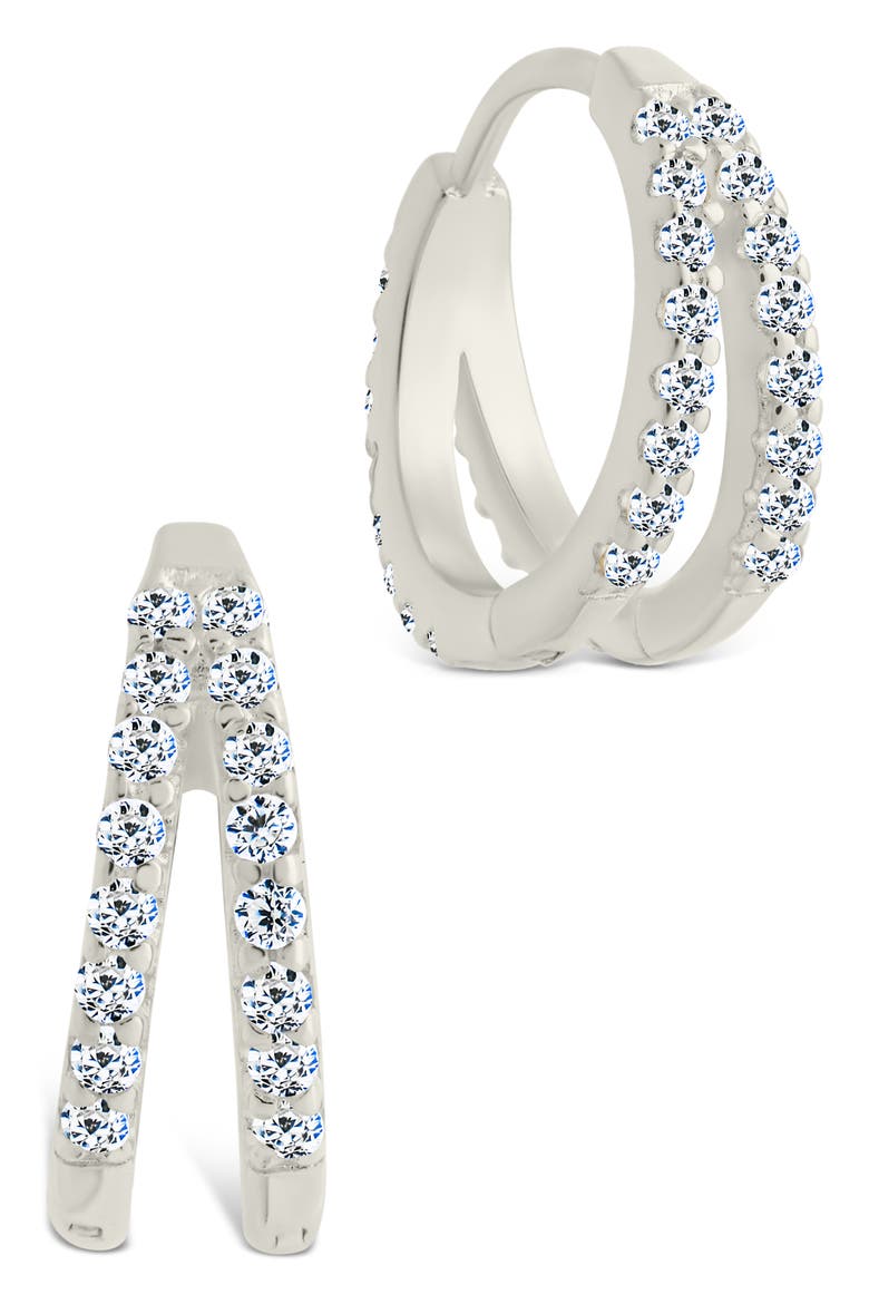 Gabriella Set of 2 Huggie Hoop Earrings, Alternate, color, SILVER
