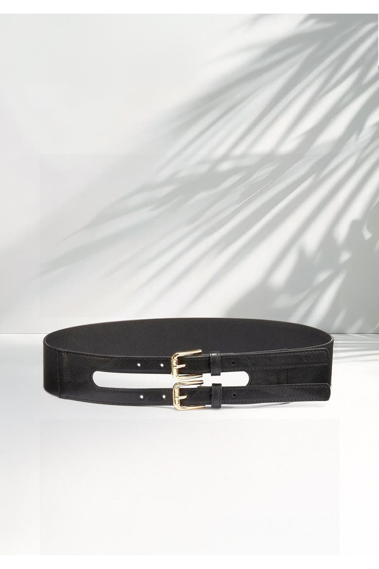 Double Buckle Waist Belt, Alternate, color, Black