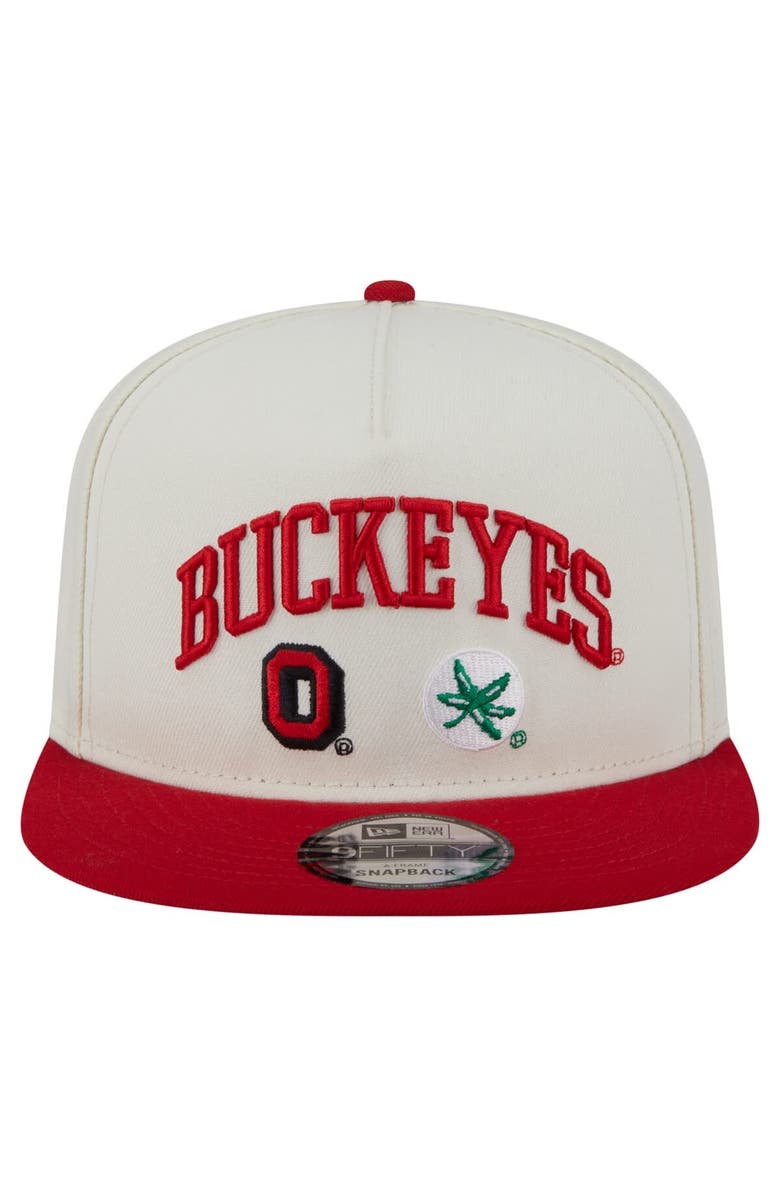 New Era Men's New Era White Ohio State Buckeyes Collegiate 9FIFTY A-Frame Snapback Hat, Alternate, color,
