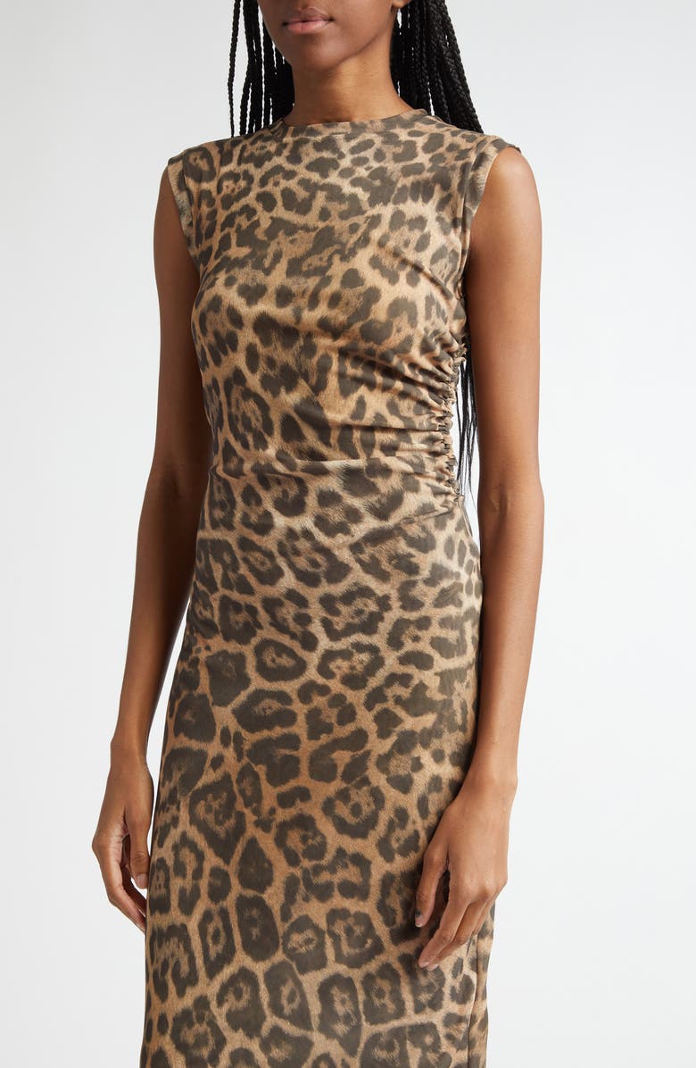 Stella McCartney Leopard Print Sleeveless Mesh Dress, Alternate, color, Multicolor Brown