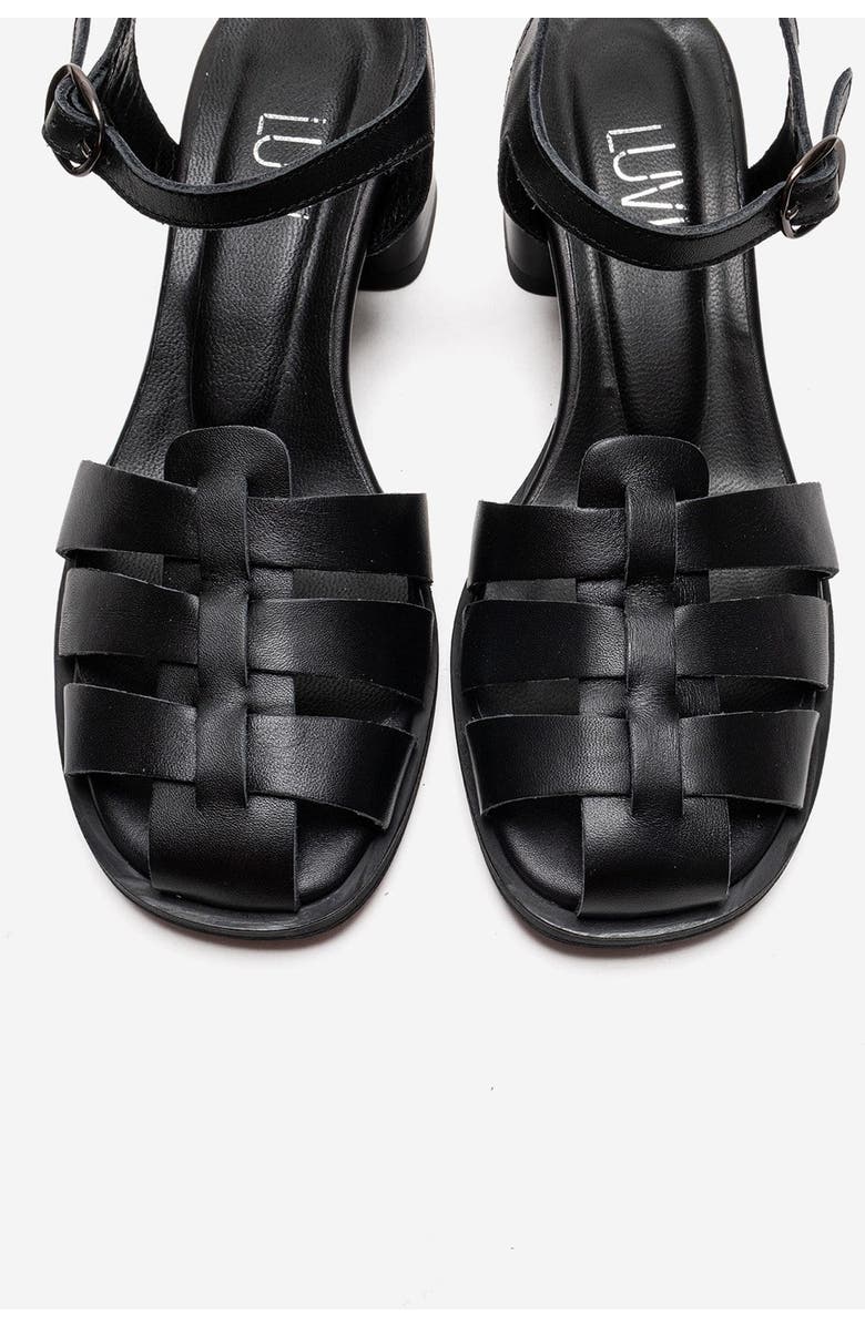 Forever & Always Shoes Devora Leather Block Heel Sandal, Alternate, color, Black