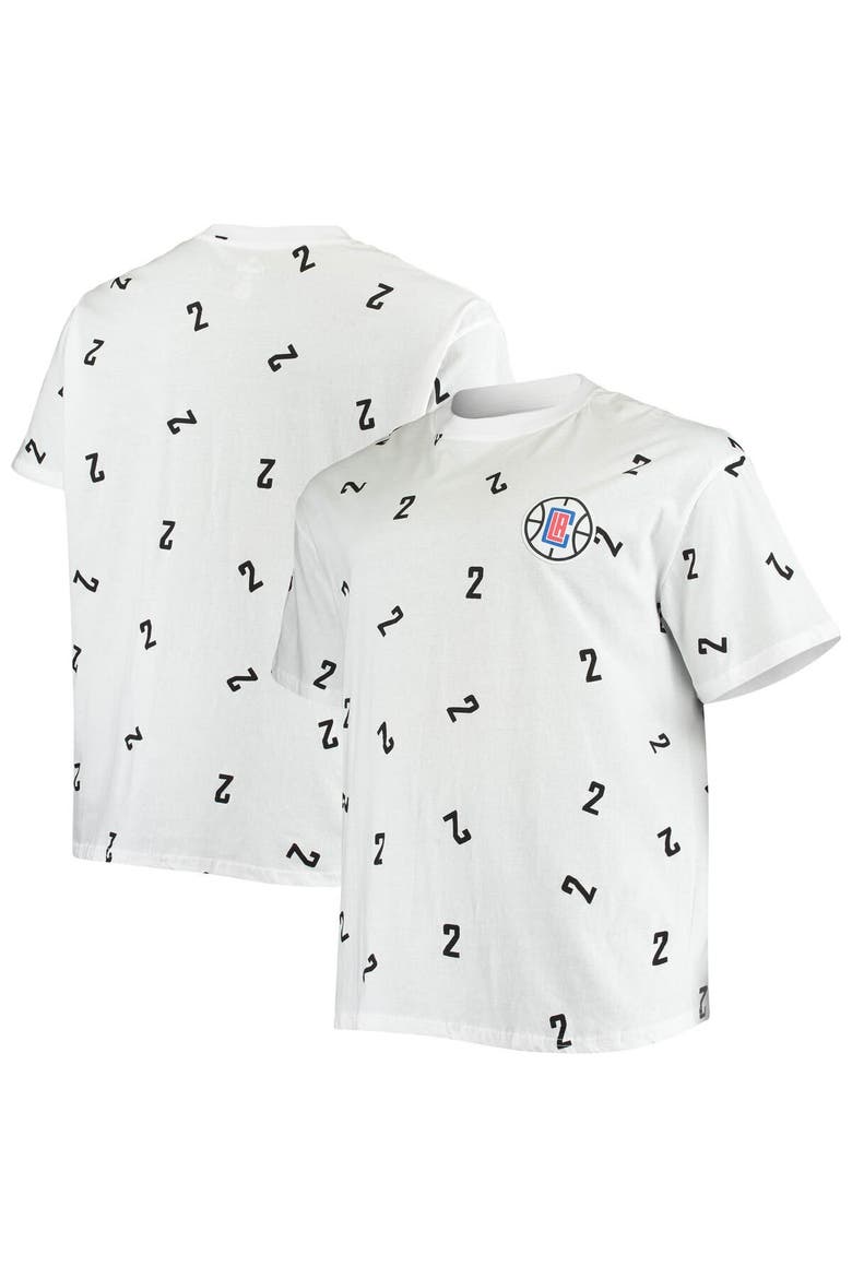 Men's Fanatics Branded Kawhi Leonard White LA Clippers Big & Tall Allover Name & Number T-Shirt, Main, color, White