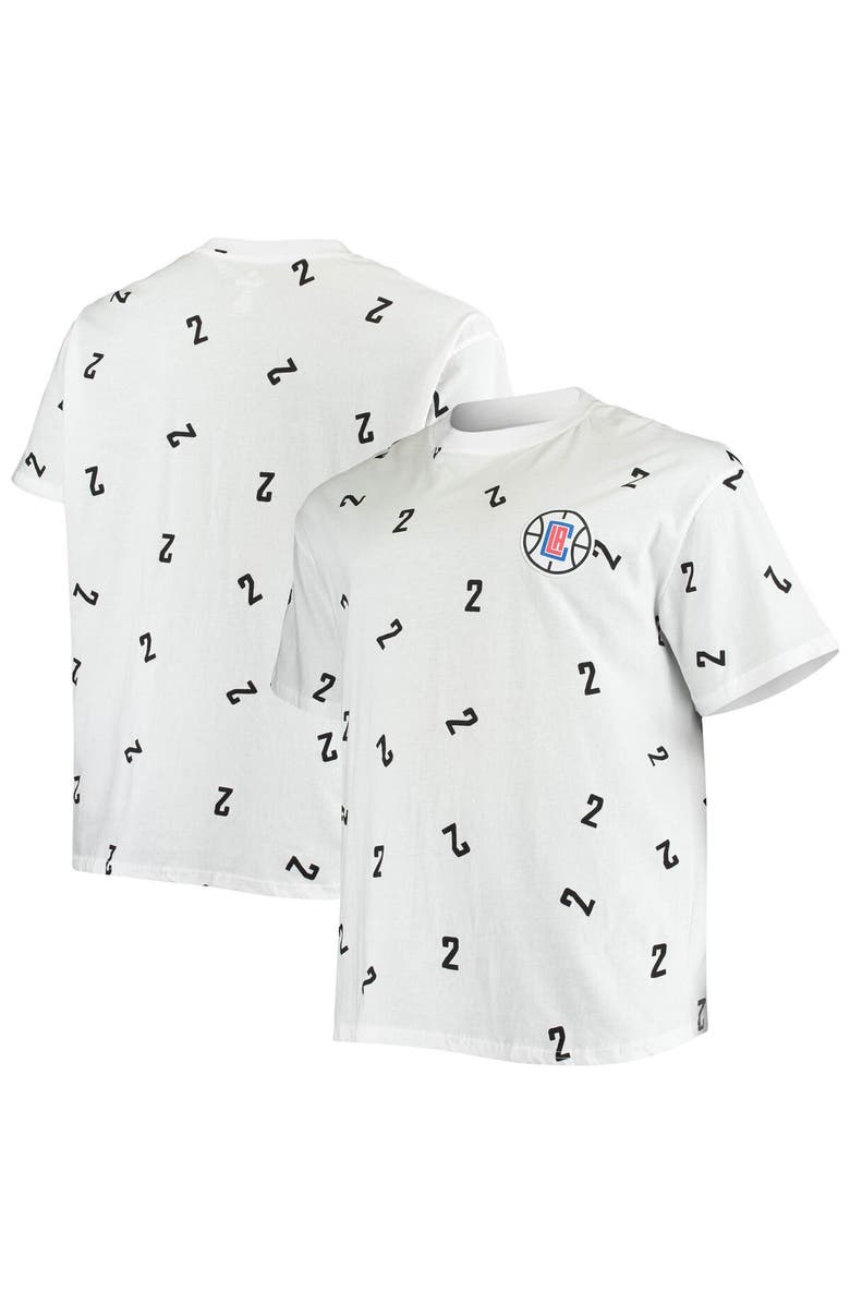 FANATICS Men's Fanatics Branded Kawhi Leonard White LA Clippers Big & Tall Allover Name & Number T-Shirt, Main, color, White