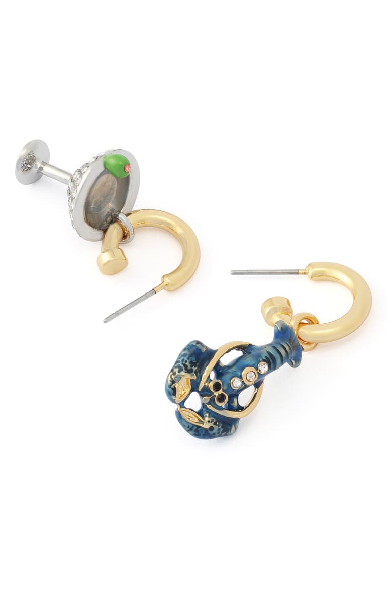 Pavé Lobster & Martini Mismatch Drop Earrings, Alternate, color, BLUE MULTI