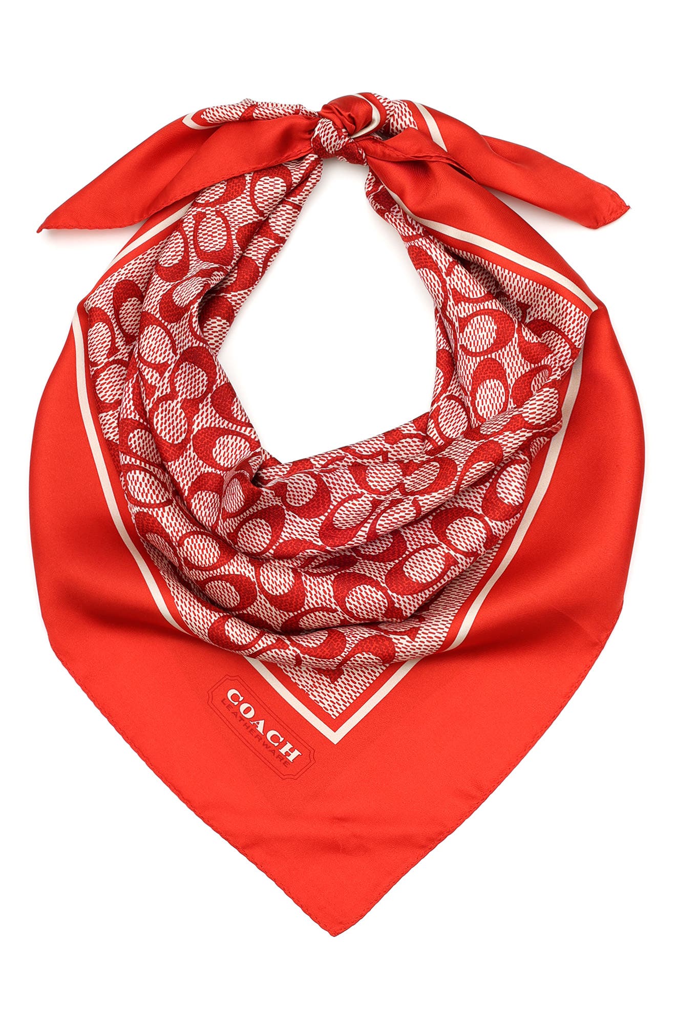 COACH Textured Signature Logo Square Silk Scarf (Women) | Nordstrom