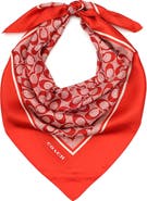 COACH Textured Signature Logo Square Silk Scarf