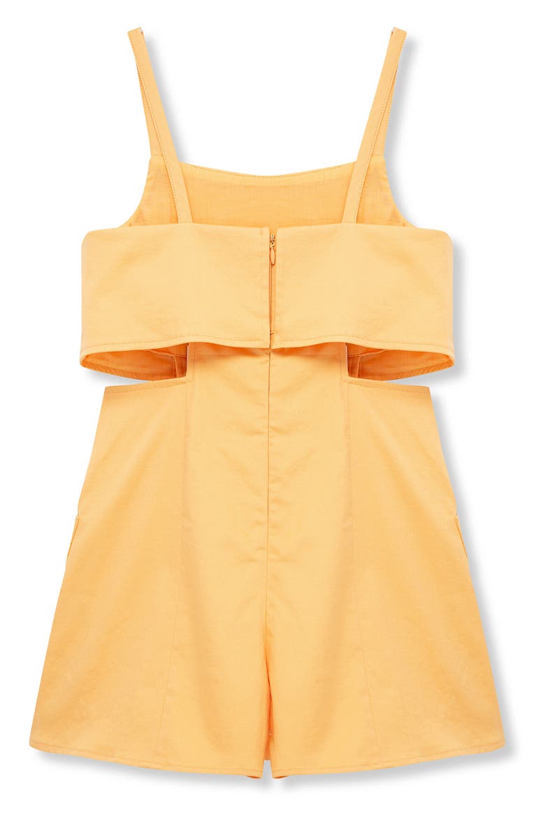 Kids' Cutout Stretch Cotton Romper, Alternate, color, ORANGE