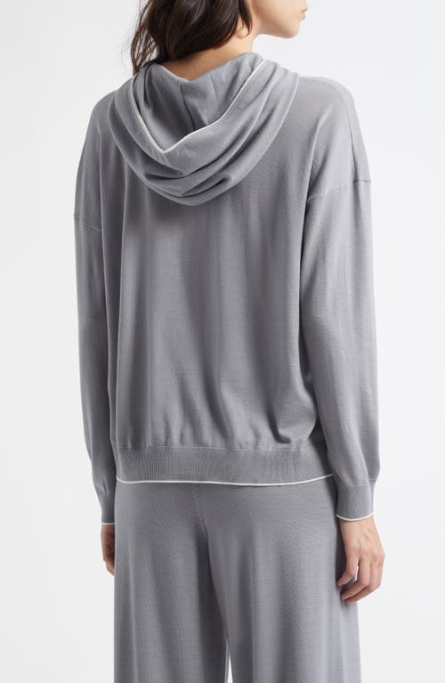 Eleventy Merino Wool Hoodie In Dust And White