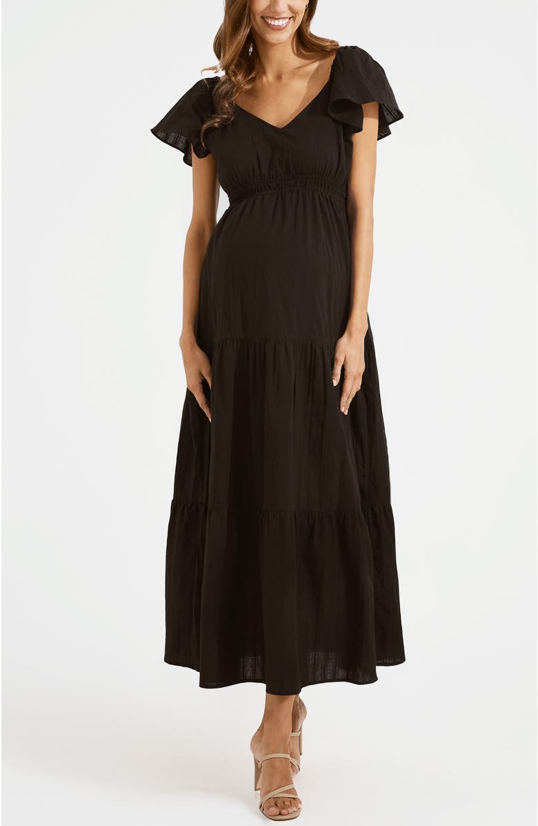 Angel Maternity Serena Baby Shower Maternity Midi Cotton dress, Main, color,