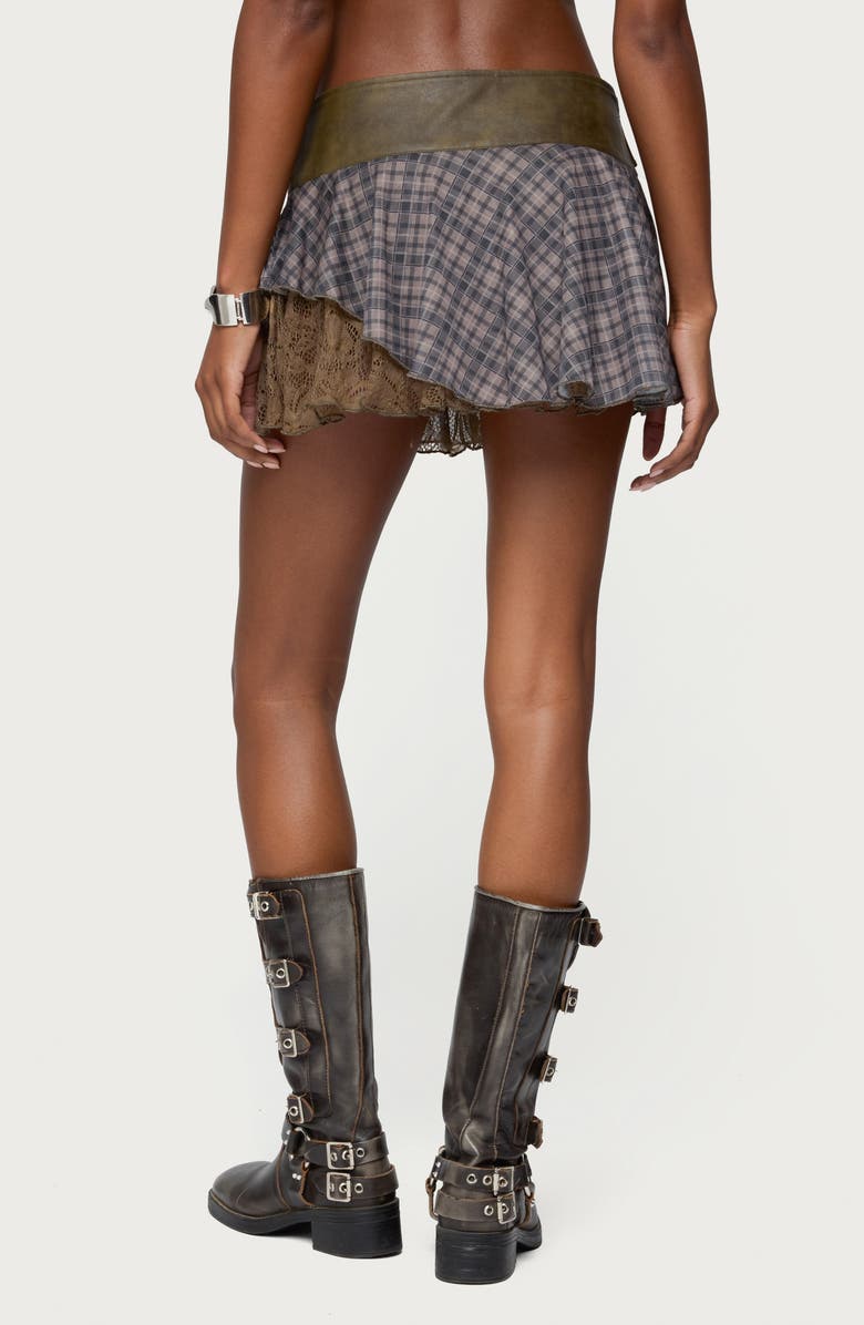 EDIKTED Varley Plaid & Lace Miniskirt, Alternate, color,