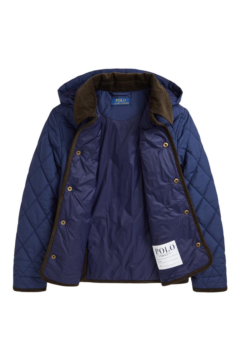 Kids' Quilted Hooded Barn Jacket, Alternate, color, NAVY