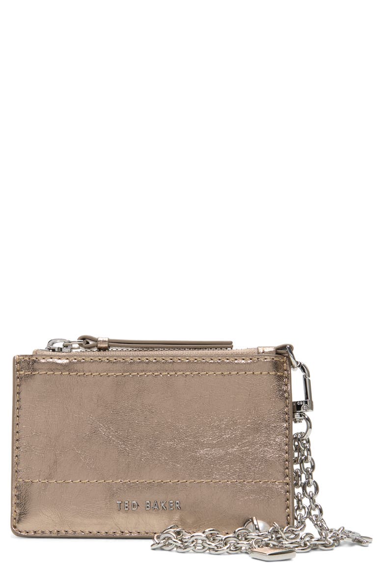 Ted Baker London Sutton Charm Leather Card Case, Main, color, Bronze