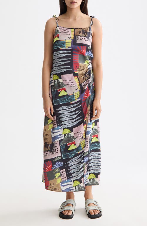 Scotch & Soda Tie Strap Midi Slip Sundress In Multi