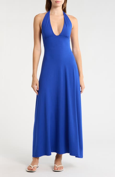 Alexa Plunge Halter Neck Midi Dress