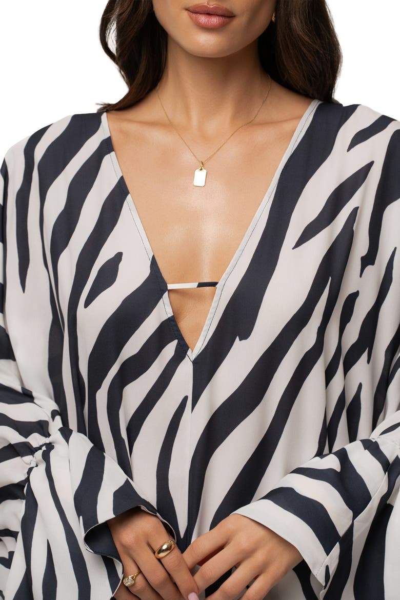 Sienna Sheer Cover Up, Alternate, color, Navy Zebra