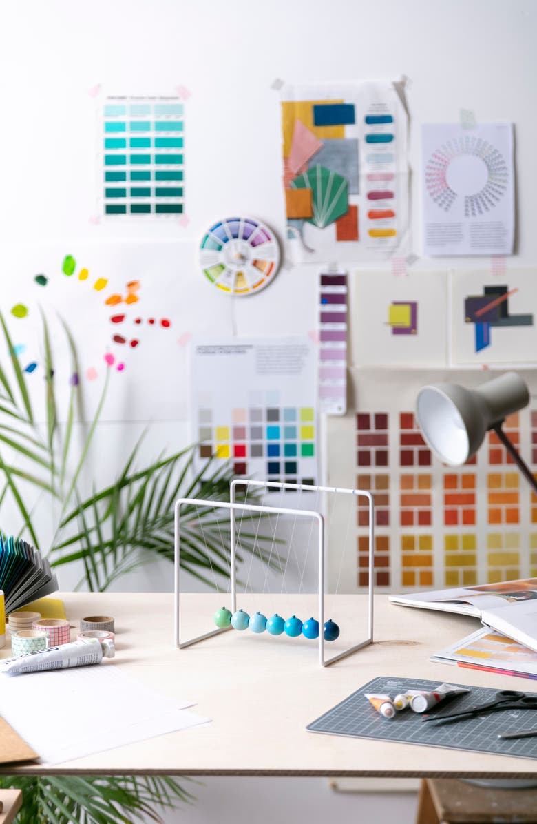 Block Design Newton's Cradle Decor, Alternate, color, Blue