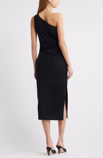 One-Shoulder Knit Midi Dress